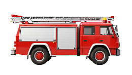 红色消防车侧面视图图片