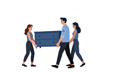 三人合力搬运家具图片