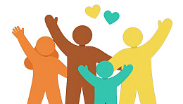 多彩人物举手拥抱象征团结