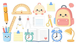卡通风格学习用品集合