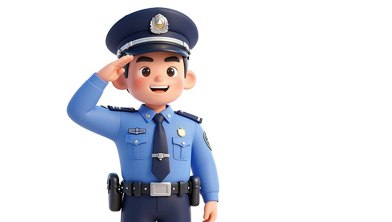 卡通警察敬礼形象图片