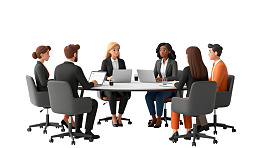 多人围坐会议桌讨论图片