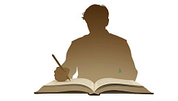 人物剪影书写打开的书