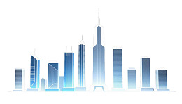 蓝色渐变城市建筑剪影