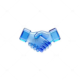 玻璃质感握手图标设计元素