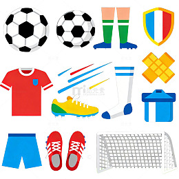 足球主题卡通元素插画设计素材