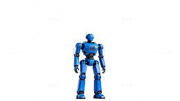 蓝色机器人未来城市背景图