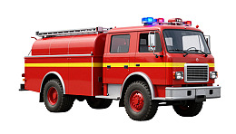 红色消防车侧面展示图片