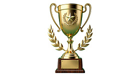 金色奖杯配橄榄枝装饰