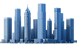 蓝色调现代城市高楼群