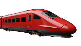 红色高速列车侧面视图