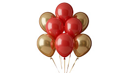 红金气球簇节日装饰图片