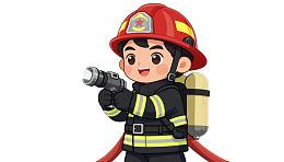 卡通消防员手持手电筒