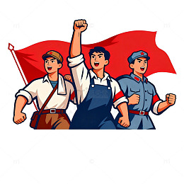 红色革命卡通人物插画素材