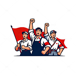 工人革命卡通插画
