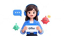 卡通风格女性Offer宣传图