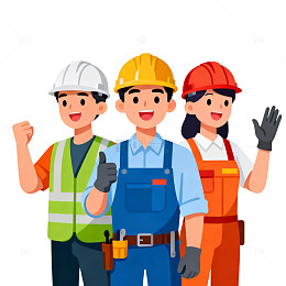 卡通建筑工人团队形象设计素材