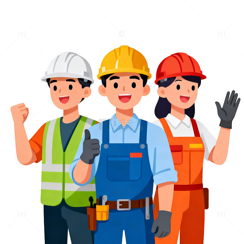 卡通建筑工人团队形象设计素材