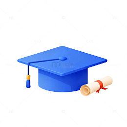 毕业帽与证书矢量插画