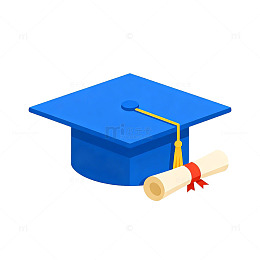 简约毕业帽和证书图标设计素材