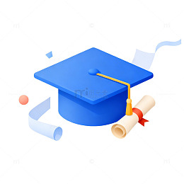 卡通毕业帽证书设计元素