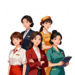 女性职业形象插画设计素材