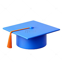 蓝色学士帽卡通图标