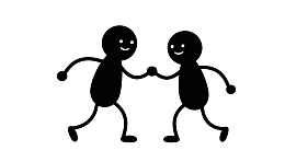 两个卡通人物牵手奔跑