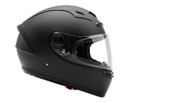 黑色摩托车头盔侧面特写