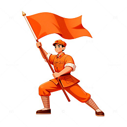 卡通红旗战士插画
