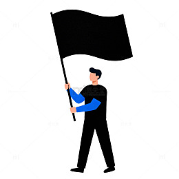 简约风格举旗人物插画