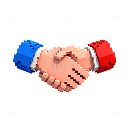 像素风握手合作创意图像