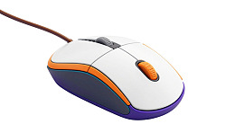 白色橙蓝配色有线鼠标