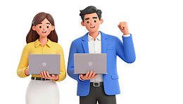 商务人士手持笔记本电脑