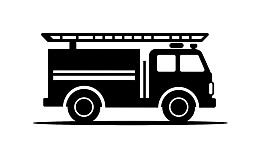 黑色消防车侧面剪影图片