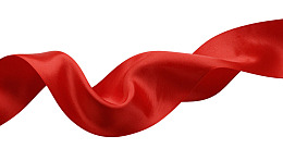 红色丝带飘动的特写图片