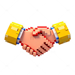 像素风格握手合作图案设计素材