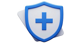 蓝色盾牌加号医疗图标