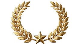 金色 laurel 花环与五角星徽章