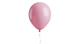 粉色气球漂浮于白色背景