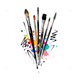 多彩画笔艺术插画
