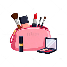 卡通粉色化妆包插画素材