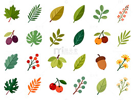 多彩植物插画设计元素