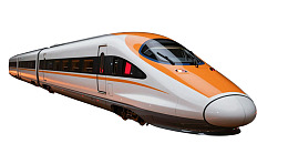 白色橙色高速列车图片