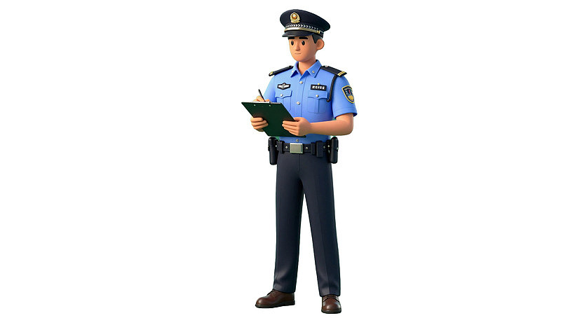 警察手持记录本站立图片