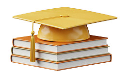 毕业帽叠放于书本之上