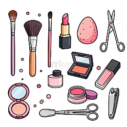 卡通风化妆品插画设计素材