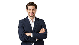 商务男士微笑站立双臂交叉