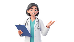 女医生手持病历夹讲解