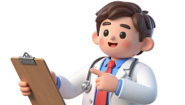 卡通医生手持剪贴板微笑